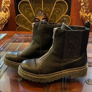 Chic Black Kids Boots with Glitter Panel